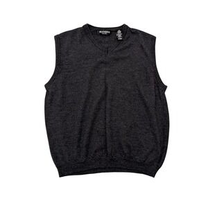 Men's L Dark Gray Vest 100% Merino Wool Made in Italy Knit Pullover